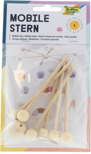 Folia Houten Mobiel Ster 22 cm