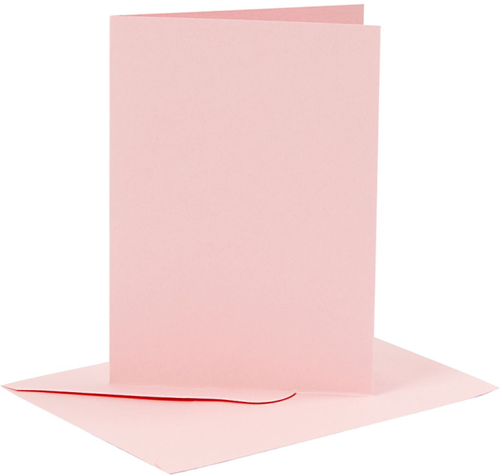 CC Kaarten & Enveloppen 10,5x15 cm Lichtroze 6 stuks