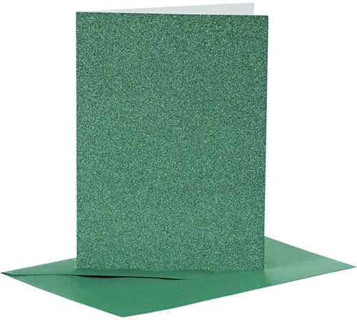 CC Kaarten & Enveloppen 10,5x15 cm Glitter Groen 4 stuks