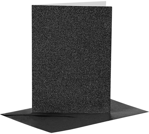 CC Kaarten & Enveloppen 10,5x15 cm Glitter Zwart 4 stuks
