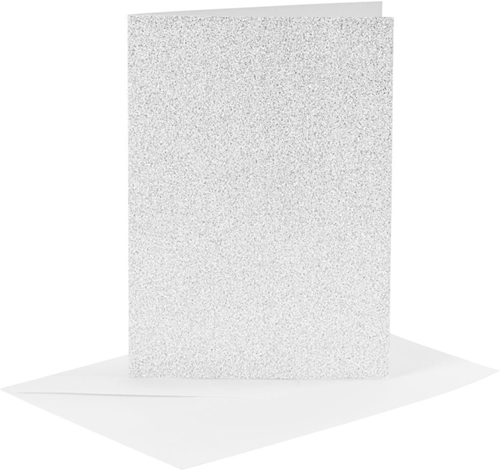 CC Kaarten & Enveloppen 10,5x15 cm Glitter Wit 4 stuks