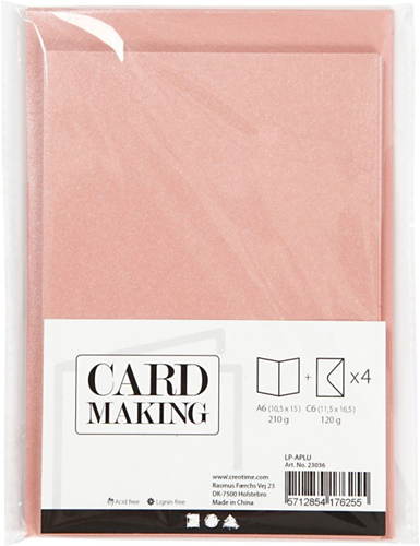 CC Kaarten & Enveloppen 10,5x15 cm Roze 4 stuks-2