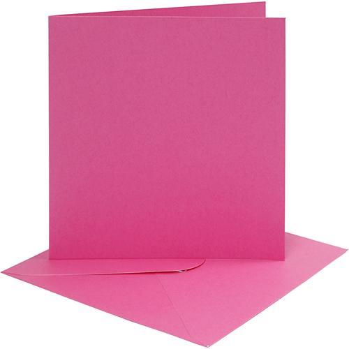 CC Kaarten en Enveloppen 15,2x15,2 cm Donkerroze 4 stuks