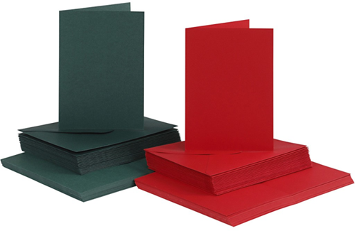 CC Kaarten & Enveloppen Rood - Groen 10,5x15cm 50 sets