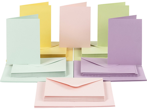 CC Kaarten & Enveloppen 10,5x15 cm Pastelkleuren 50 sets