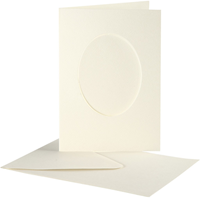 CC Passepartout Card, off-white, oval, card size 10,5x15 cm, envelope size 11,5x16,5 cm, 10 set/ 1 pack
