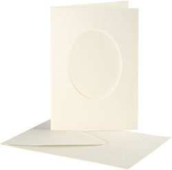 CC Cards & Envelopes Passepartout Oval 10,5x15 cm Cremeweiß 10 Stück