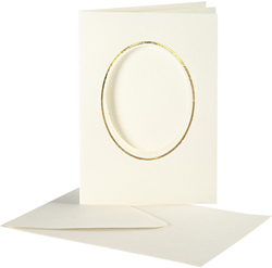 CC Cards & Envelopes Passepartout Oval mit Rand 10,5x15 cm Cremeweiß 10 Stück