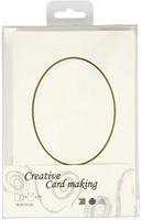 CC Passepartout Card, off-white, oval with gold border, card size 10,5x15 cm, envelope size 11,5x16,5 cm, 10 set/ 1 pack-3
