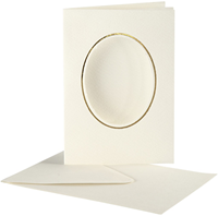 CC Cards & Envelopes Passepartout Oval mit Rand 10,5x15 cm Cremeweiß 10 Stück-2