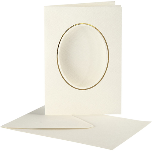 CC Cards & Envelopes Passepartout Oval mit Rand 10,5x15 cm Cremeweiß 10 Stück-2