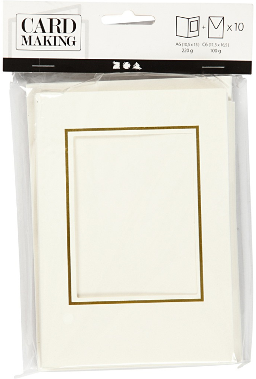 CC Kaarten & Enveloppen Passepartout Rechthoek met Rand 10,5x15 cm Off-white  10 stuks iHobby