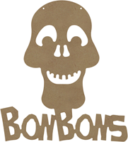 Gomille MDF-Aufhänger Totenkopf-Pralinen