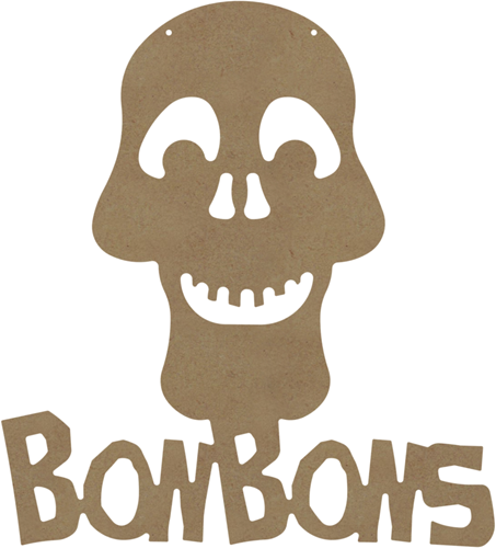 Gomille MDF-Aufhänger Totenkopf-Pralinen