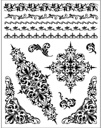 Viva Decor Silikonstempel Blumen & Ränder 14x18 cm