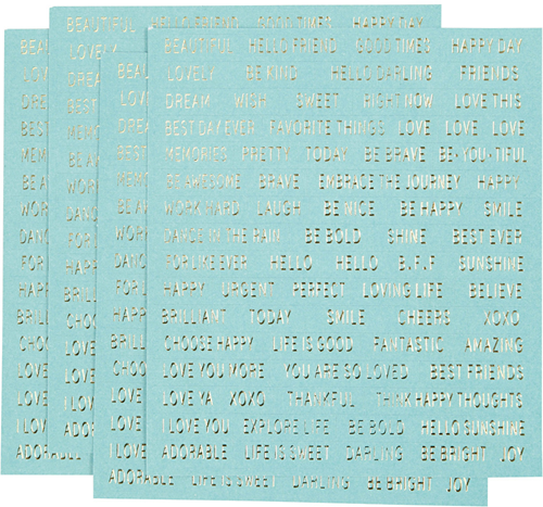 CC Stickers Teksten Goud 10x11,5 Turquoise 4 stuks