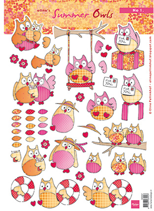 Marianne Design AK0057 Cut sheet Eline's Summer Owls 1 A4