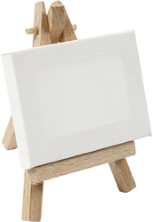 CC Mini Easel with canvas, white, size 8x6x1 cm, H: 11,5 cm, W: 8 cm, 1 pc