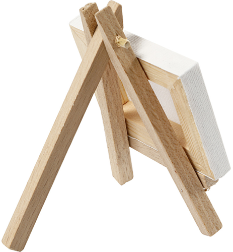 CC Mini Easel with canvas, white, size 8x6x1 cm, H: 11,5 cm, W: 8 cm, 1 pc-2