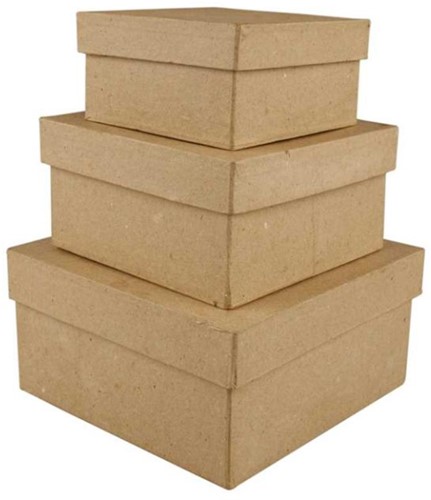 CC Vierkante dozen H: 5+6+7,5 cm