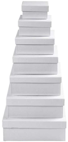 CC Kartonnen Vierkante Dozen Set 7 stuks h: 4.5-7.5 cm d: 9-21 cm