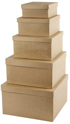 CC Vierkante hoedendozen Set van 5 h: 8-17.5 cm