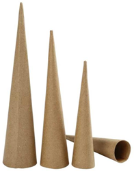 CC Papier-maché Kegels 3 stuks h: 20-25-30 cm