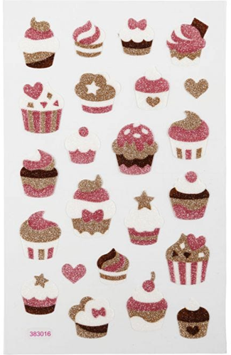 CC Glitter Stickers, muffins, 10x16 cm, 1 sheet
