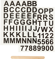 CC Rub-on Stickers, black, letters and numbers, H: 17 mm, 12,2x15,3 cm, 1 pack