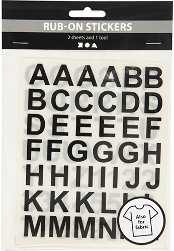 CC Rub-on Stickers, black, letters and numbers, H: 17 mm, 12,2x15,3 cm, 1 pack-2