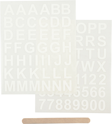 CC Rub-on Stickers, white, letters and numbers, H: 17 mm, 12,2x15,3 cm, 1 pack