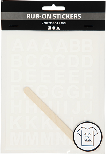 CC Rub-on Stickers, white, letters and numbers, H: 17 mm, 12,2x15,3 cm, 1 pack-2