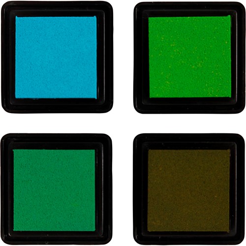 CC Stempelinkten 4 Stuk Aqua, Lichtgroen, Groen, Olive-3