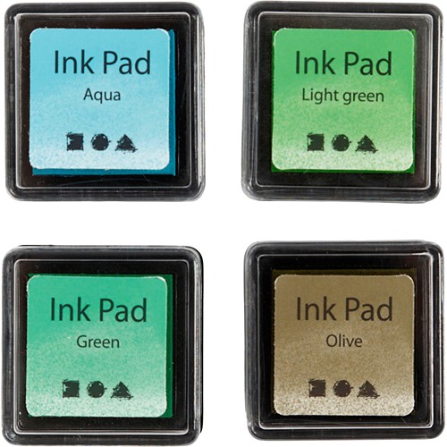 CC Stempelinkten 4 Stuk Aqua, Lichtgroen, Groen, Olive-2