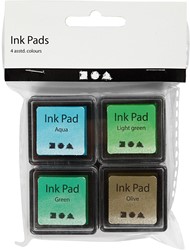 CC Stamp Inks 4 Pieces Aqua, Light Green, Green, Olive