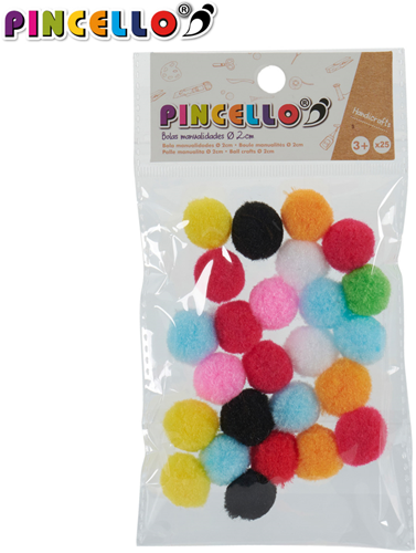 Pincello Gekleurde Pompoms 2 cm