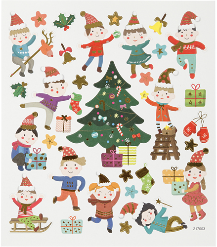 CC Stickervel Kerstkinderen 15x16,5 cm 32 stuks