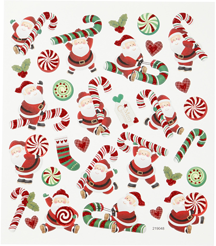 CC Stickervel Kerstman met Zuurstok 15x16,5 cm 31 stuks