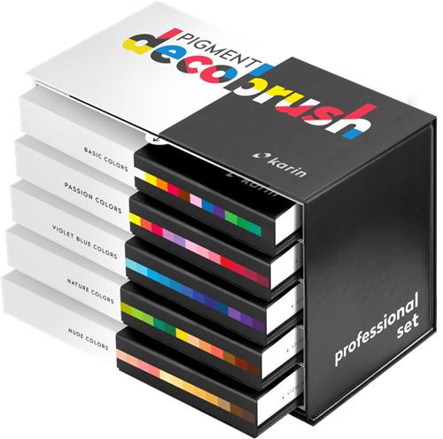 Karin Deco Brushmarker Pigment Professional Set 60 stuks