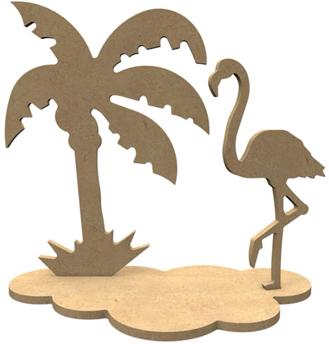 MDF Figuren Flamingo Set 24x23 cm