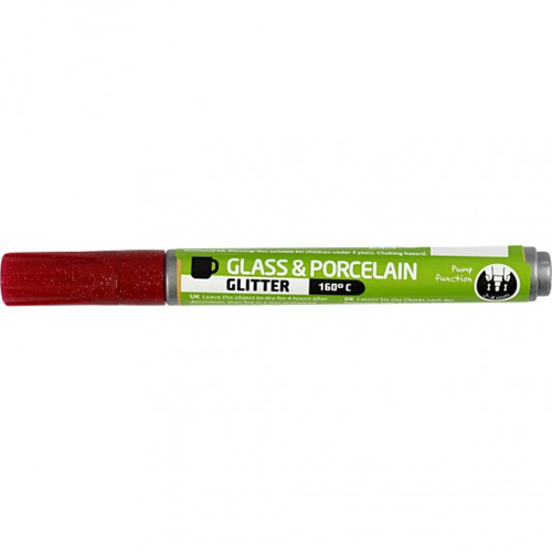 CC Glas- en Porseleinstift Semi-transparant Donkerrood Glitter