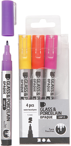 CC Glas- en Porseleinstift Dekkend Set Secundair 4 stuks