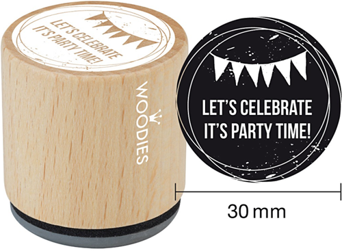 Woodies Houten Stempel 30 mm Let's Celebrate