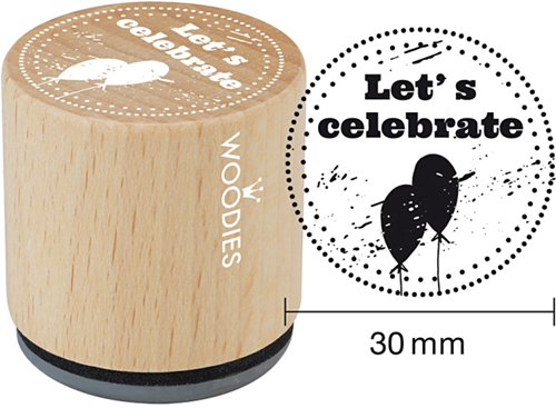 Woodies Houten Stempel 30 mm Let's Celebrate