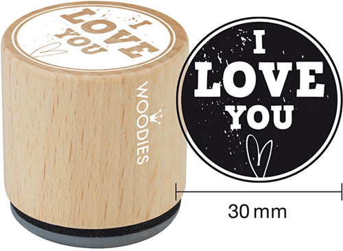 Woodies Houten Stempel 30 mm I Love You