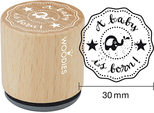 Woodies Wooden Stamp 30 mm A Baby Is Born