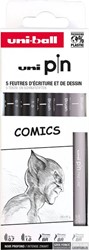 Uni Pin Fineliner Set 5 Stück Comics