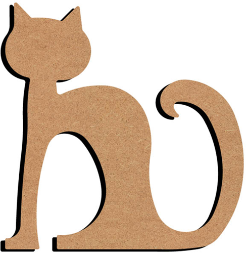MDF Figuur Zittende Kat 26 cm