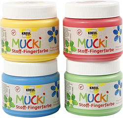 Kreul Mucki Textiel Vingerverf Set Basis 4x150 ml