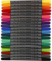 CC Textile markers, standard colours, line 2,3+3,6 mm, 20 pc/ 1 pack